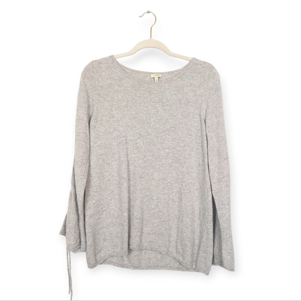 Project J Grey Tie Sleeve Crew Neck 100% Cashmere Sweater Size L